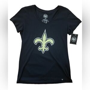 '47 New Orleans Saints V Neck Tee Shirt Size:Small Color:Navy NWT